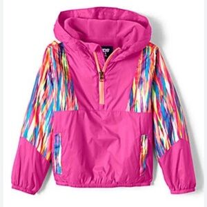 Lands' End Pink Vintage Inspired Fleece Lined Windbreaker Jacket